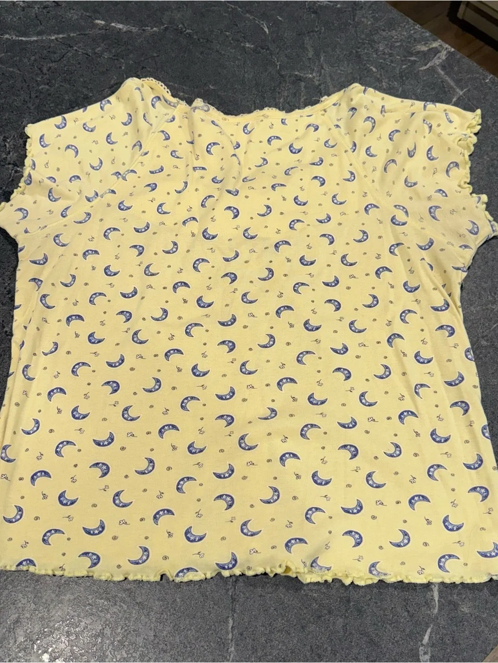 Vintage celestial moon floral medium pajama set shorts top 90s